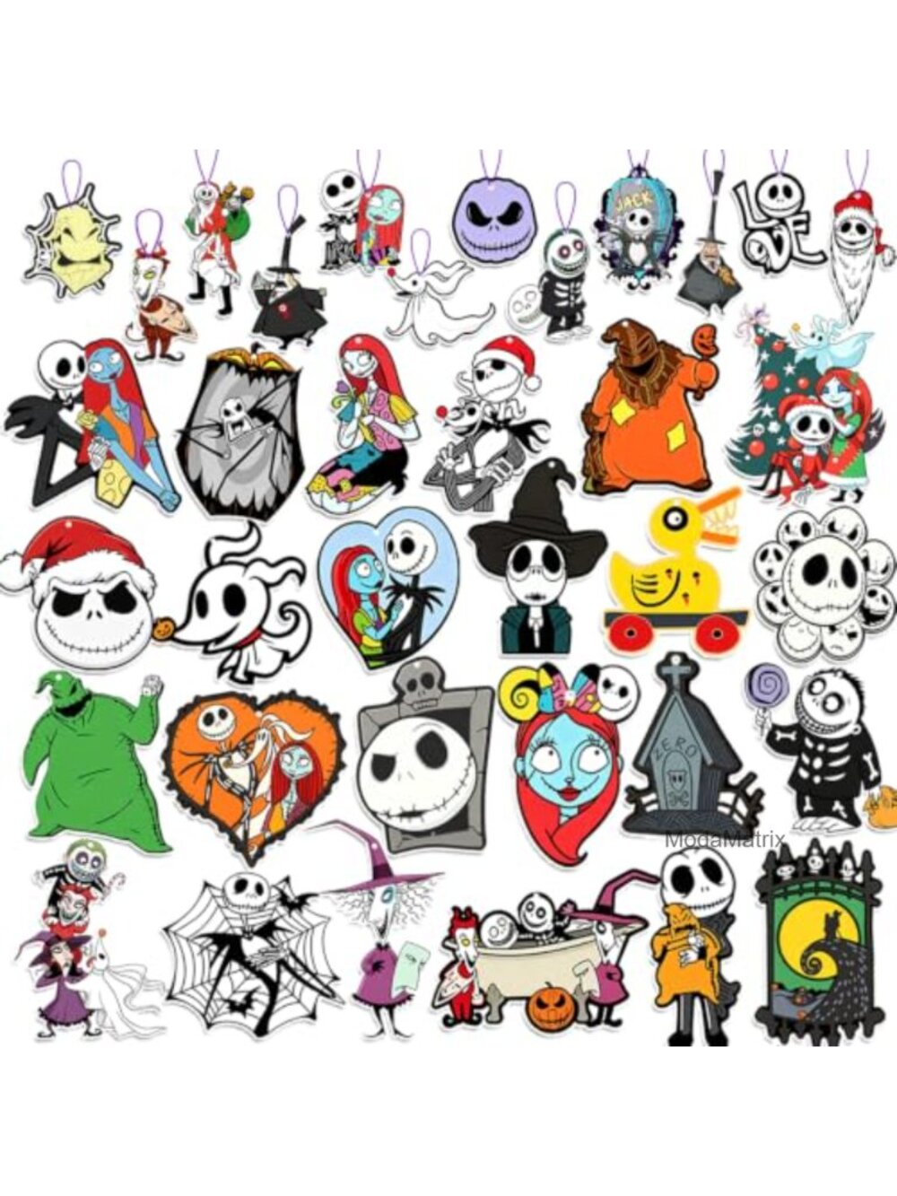 Wooden Halloween Christmas Tree Hanging Ornaments Set 36 PCS